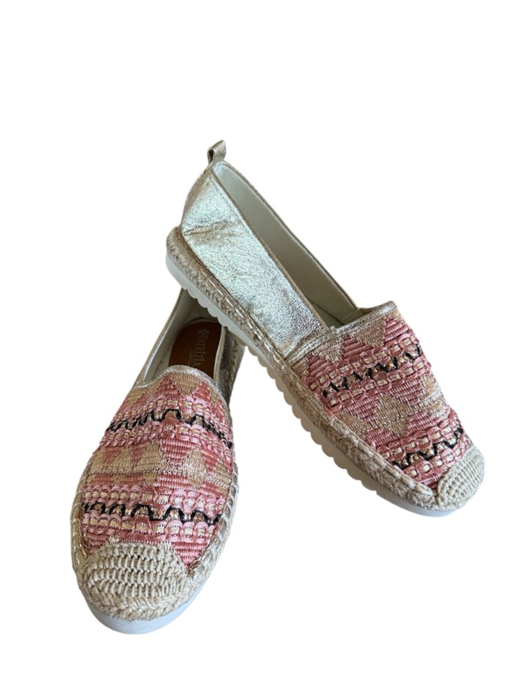 Patrizia Spring Step Tetuanga Woven Pink Gold Espadrilles - 39 NEW No Box